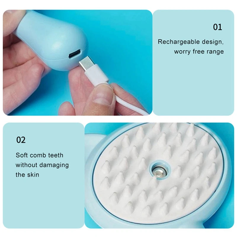 Cat Steam Grooming Brush | Electric Spray Pet Brush