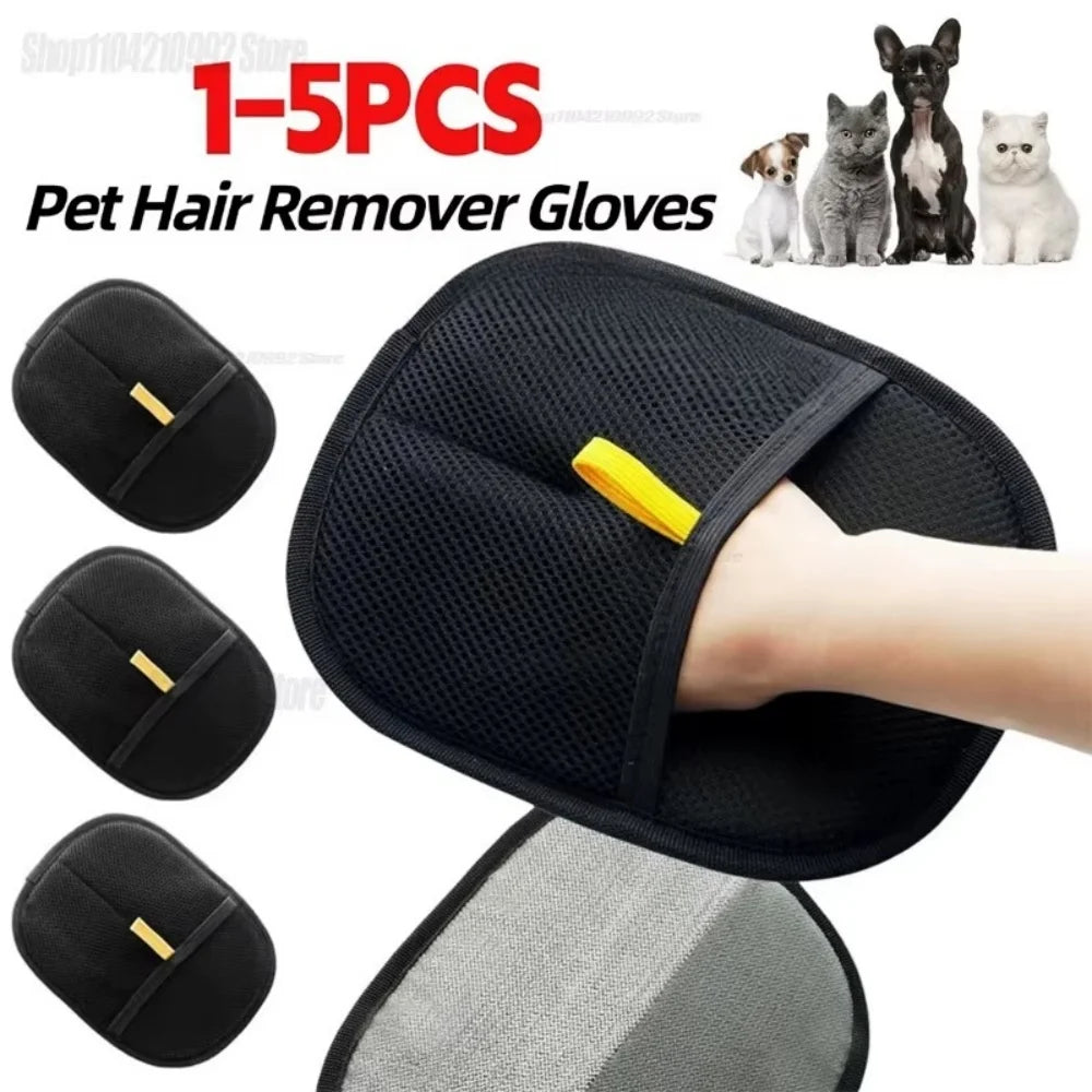 Pet Hair Removal Gloves | Double-Sided Grooming & De-Shedding Gloves for Cats & Dogs
