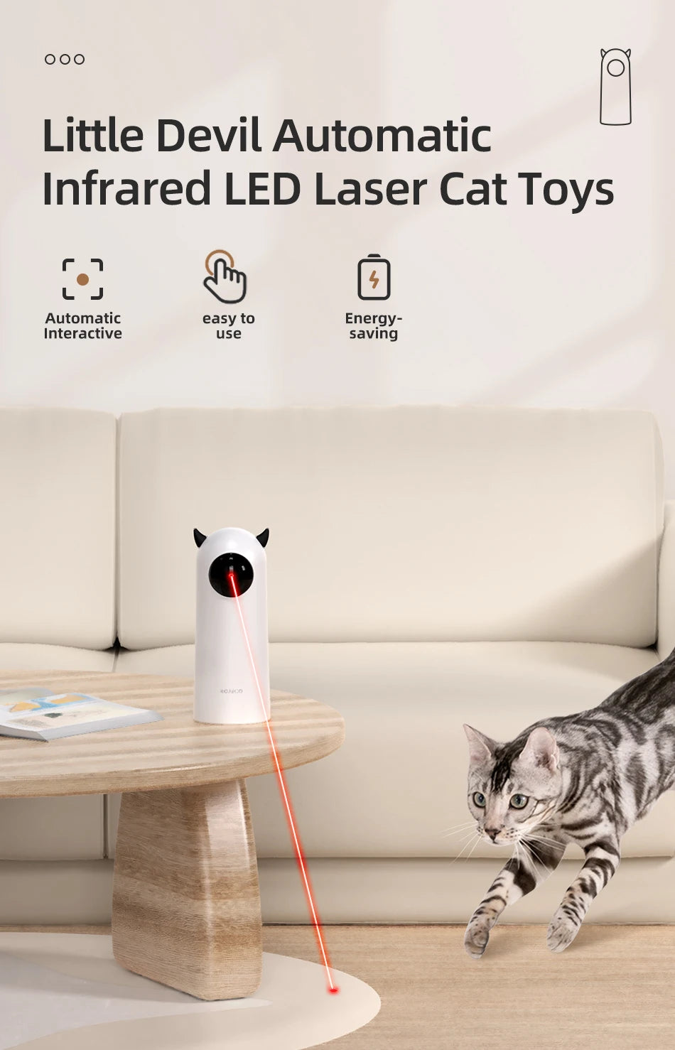 Automatic LED Laser Cat Toy – Interactive Smart Teaser for Indoor Cats