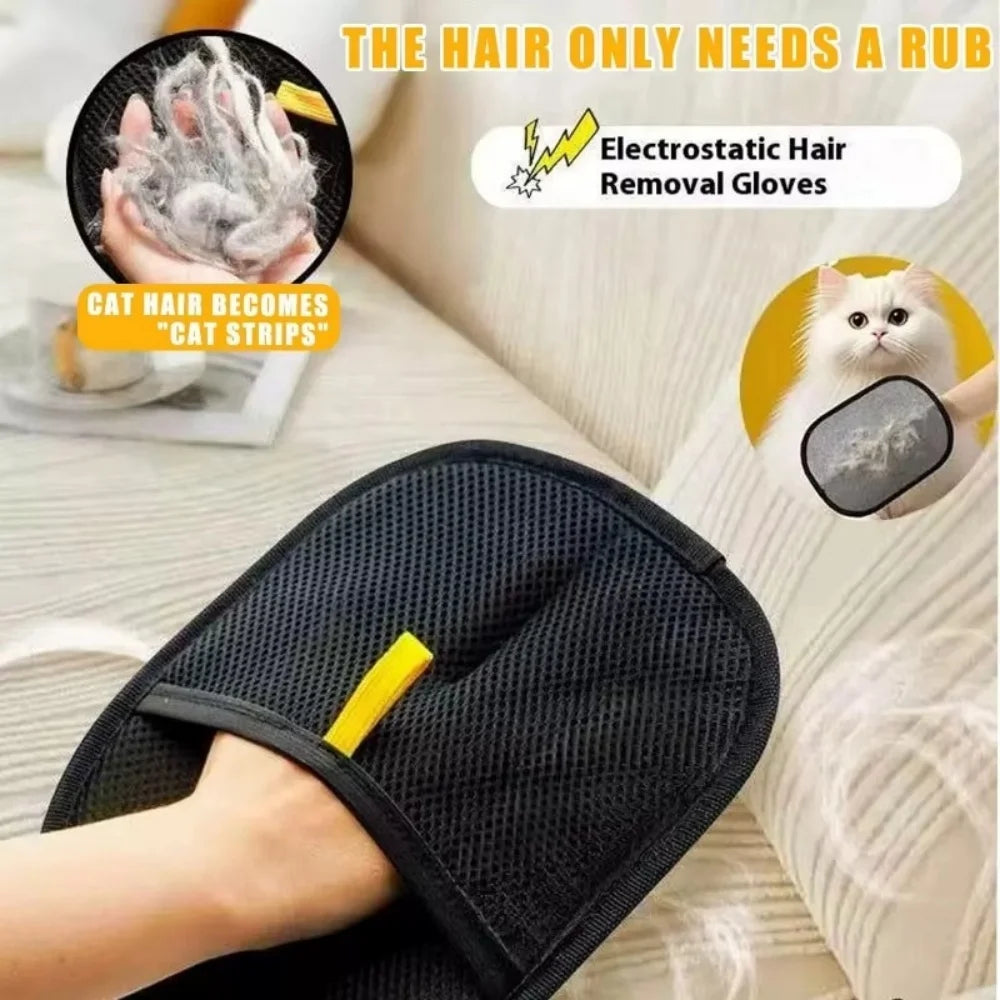 Pet Hair Removal Gloves | Double-Sided Grooming & De-Shedding Gloves for Cats & Dogs
