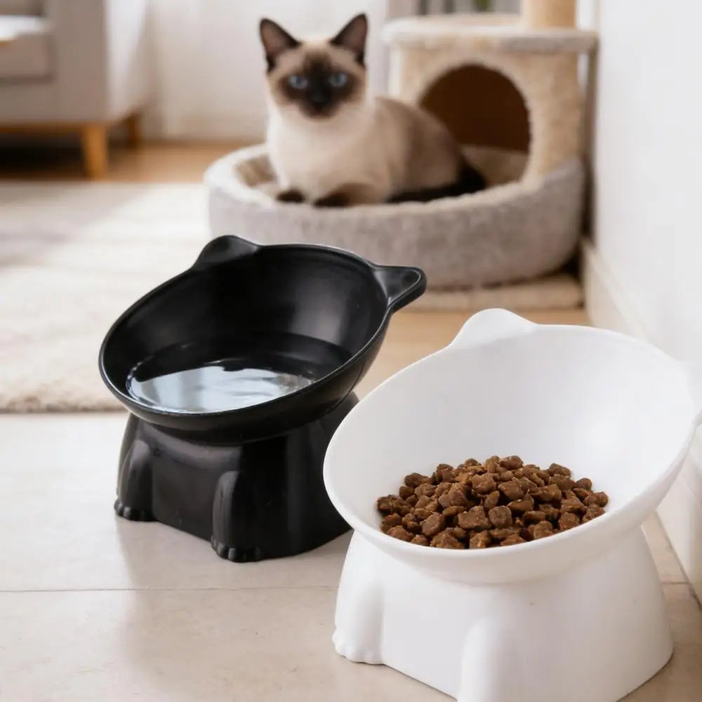 Tilted Cat & Dog Bowl – Whisker-Friendly, Non-Slip Pet Food Bowl